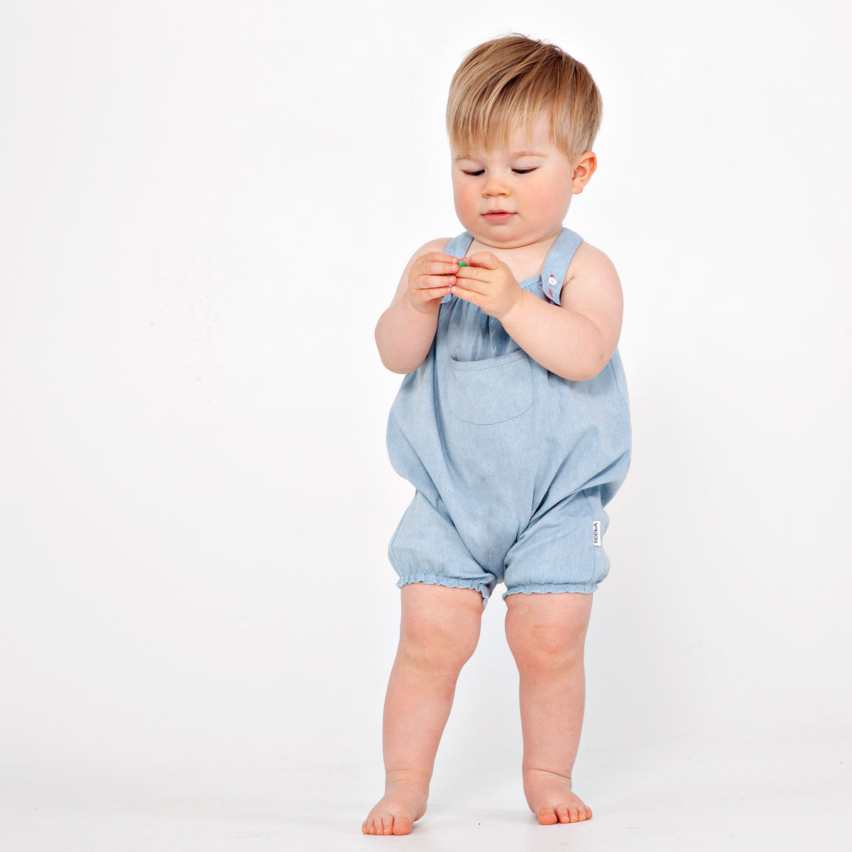 DENIM boy's romper - light denim - RUNS SMALL SIZE UP