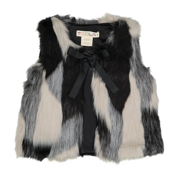 EMMA Fur Vest - White/Black - FINAL SALE