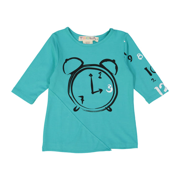 CLOCK Girl's Triangle Patch Tshirt - Robin Blue
