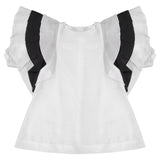 AVA Oversized Ruffle Sleeve Dress - WHITE/BLACK - FINAL SALE