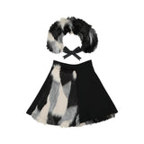 ROSE Half Fur Skirt with Collar White/Black - FINAL SALE