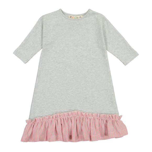 BOTTOM RUFFLE Pinstripe Dress - Grey