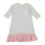 BOTTOM RUFFLE Pinstripe Dress - Grey