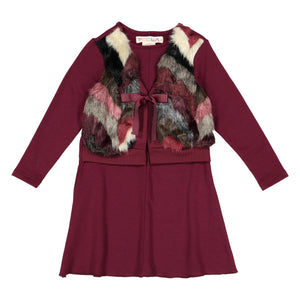 CLOE Fur "Vest" Dress - Merlot - FINAL SALE