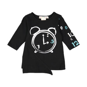 CLOCK Girl's Triangle Patch Tshirt - Black