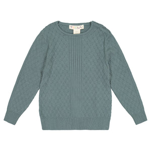 Cable Knit Boy's Top - Mist teal