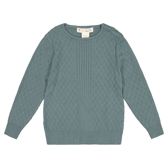 Cable Knit Boy's Top - Mist teal