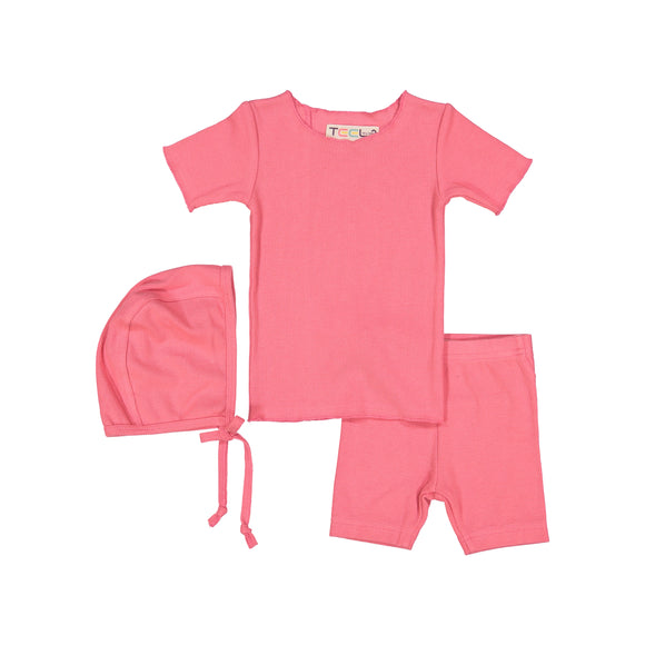 RIB BABY set - Coral Pink