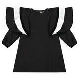 Triple Ruffle Sleeve Dress - black