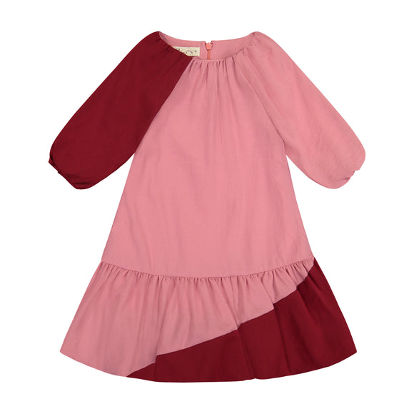 Cupcake Color Block Dress - SUNDRIED TOMATO/PINK - FINAL SALE