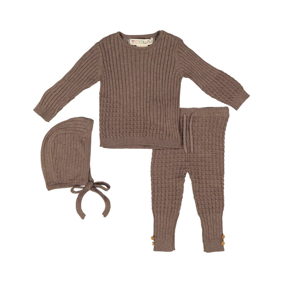 BABY Cable Knit 3 Piece Set - Toffee - FINAL SALE