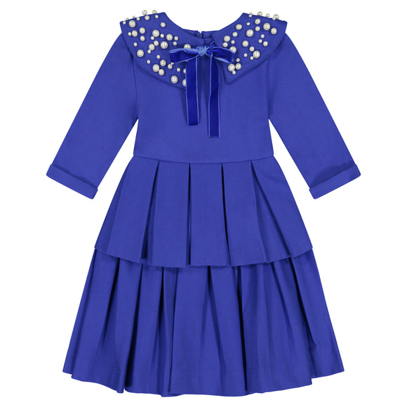 Circle Dress with Double Peplum - royal blue - FINAL SALE