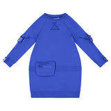 SOLID Buckle Sleeve Bubble Pouch Dress - Royal Blue - FINAL SALE