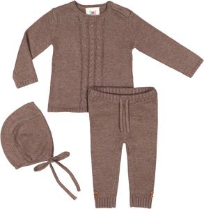 Cable Knit Set - Toffee - ONLY SIZE 9M LEFT - FINAL SALE - MISSING HAT!!!
