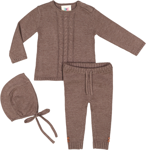 Cable Knit Set - Toffee - ONLY SIZE 9M LEFT - FINAL SALE - MISSING HAT!!!