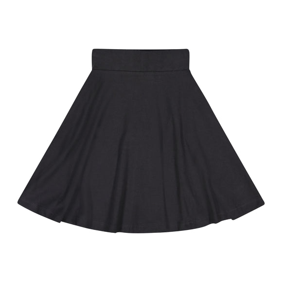 Basic Knit Circle Skirt - Top Stitch - BLACK