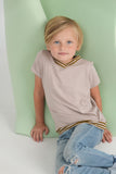 Stripe Solid Boy's Top - natural