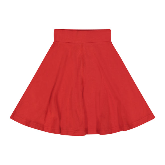 Basic Knit Circle Skirt - Top Stitch - RED