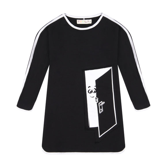 PEEK-A-BOO Square Patch Dress - Black - FINAL SALE
