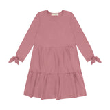 Rib Tiered Tie Dress - Rose - size up
