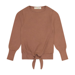 Rib Tie Top - Camel - size up - FINAL SALE