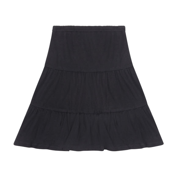 Rib Tiered Skirt - Black -size up - FINAL SALE