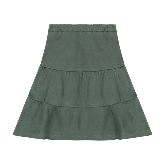 Rib Tiered Skirt - Olive - size up