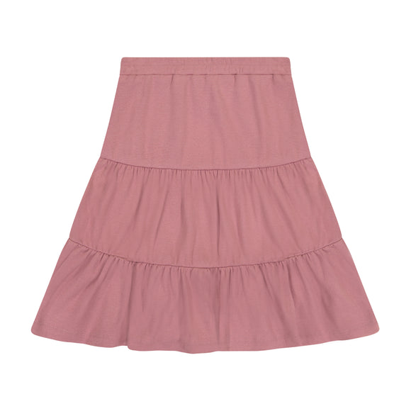Rib Tiered Skirt - Rose - size up