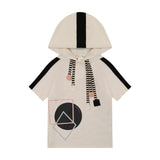 GEOMETRIC boy's drawstrings tshirt - mauve/neutral