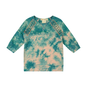 X-stitch Tie Dye Girl's Top - misty aqua