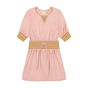 Stripe Solid Dress - rose