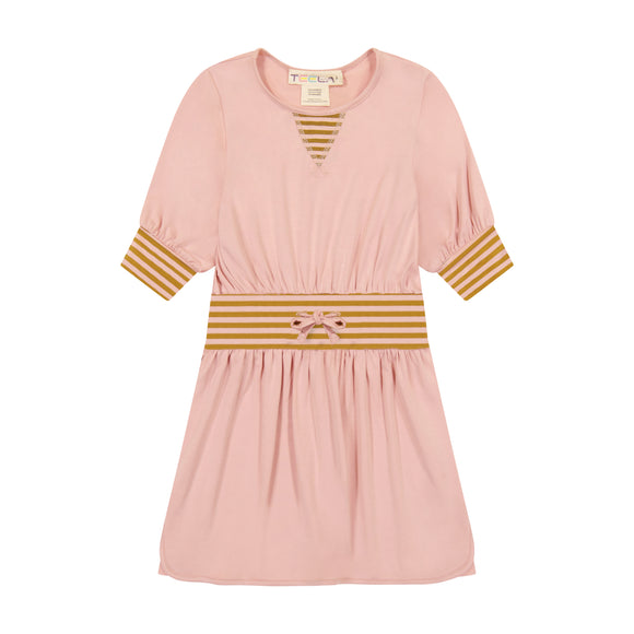 Stripe Solid Dress - rose