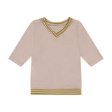 Stripe Solid Girl's Top - natural