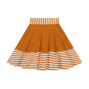 Rib Stripe Girl's Skirt - cinnamon