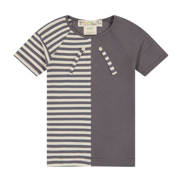 Rib Stripe Boy's Top - grey - runs small size up