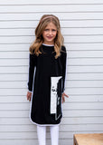 PEEK-A-BOO Square Patch Dress - Black - FINAL SALE