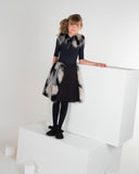 ROSE Half Fur Skirt with Collar White/Black - FINAL SALE