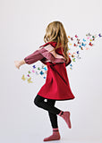 Triple Ruffle Sleeve Dress - ruby - FINAL SALE