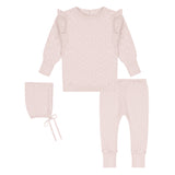 Cable Knit Pom Pom Baby Girl Set - CREAM