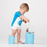 GEOMETRIC baby drawstrings set - turquoise/white