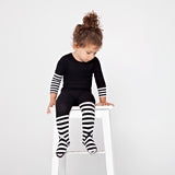 Rib Stripe Baby Footies - black