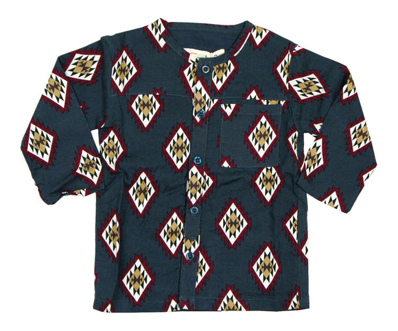 Teela Boys Navy Aztec Top - Young Timers Boutique
 - 1