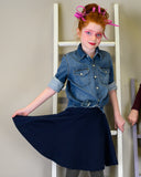 RIB Circle Skirt Navy Blue - FINAL SALE