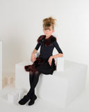 ROSE Half Fur Skirt with Collar - Merlot/Black - FINAL SALE