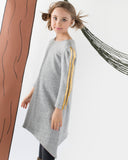 RIA Assymetrical Dress with Metallic Sleeve Detail - FINAL SALE