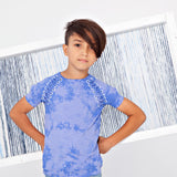 X-stitch Tie Dye Boy's Top - blue denim