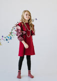 Triple Ruffle Sleeve Dress - ruby - FINAL SALE