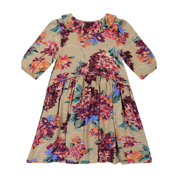 Arched Waist Collar Dress - large floral