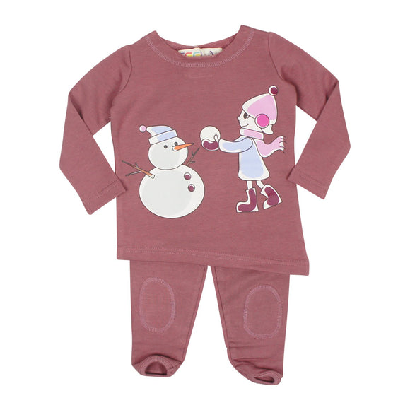 Teela Baby Girls' Asymmetric Snowman Set
