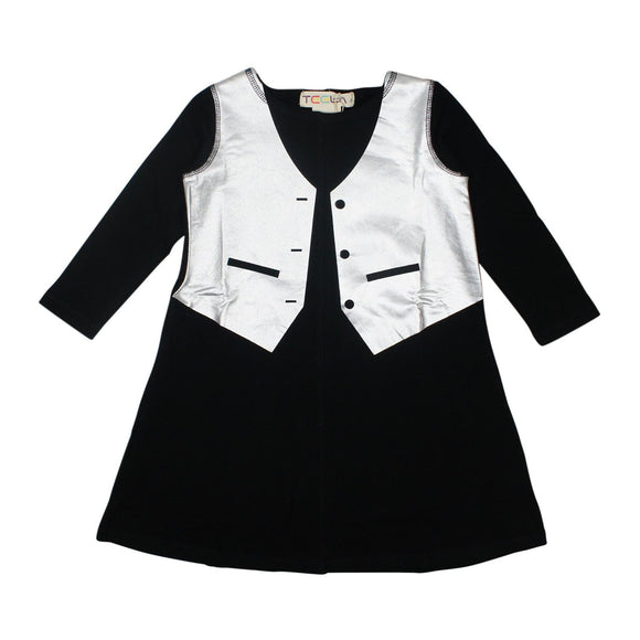 Teela Girls' Black Vest Dress